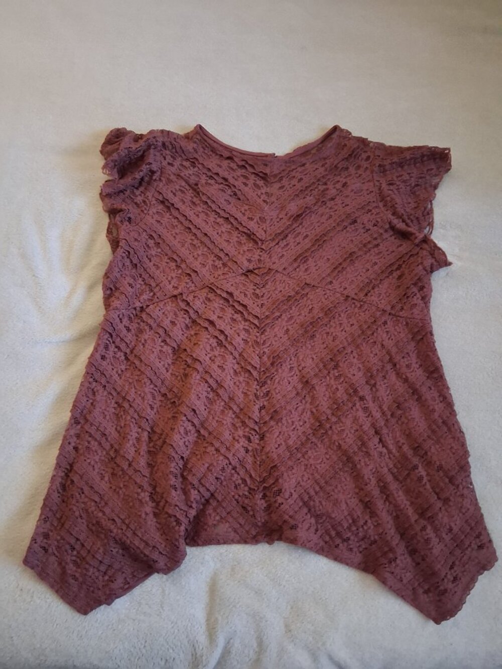 Torrid Women's Size 3X Dusty Rose Lace Babydoll Crewneck Sharkbite Hem Top - Picture 5 of 13